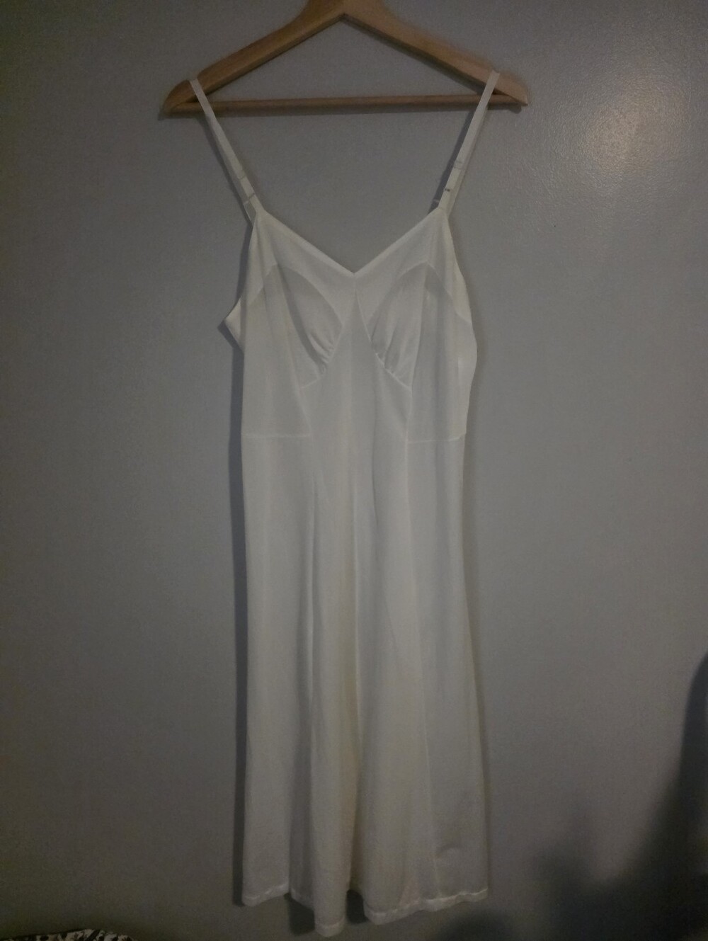 Gorgeous vintage Lingerie, slip dress in White, Double Thick Trim.